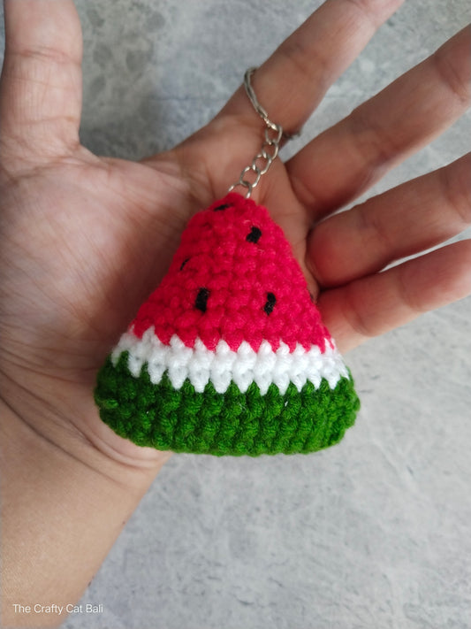 Watermelon Crocheted Keychain