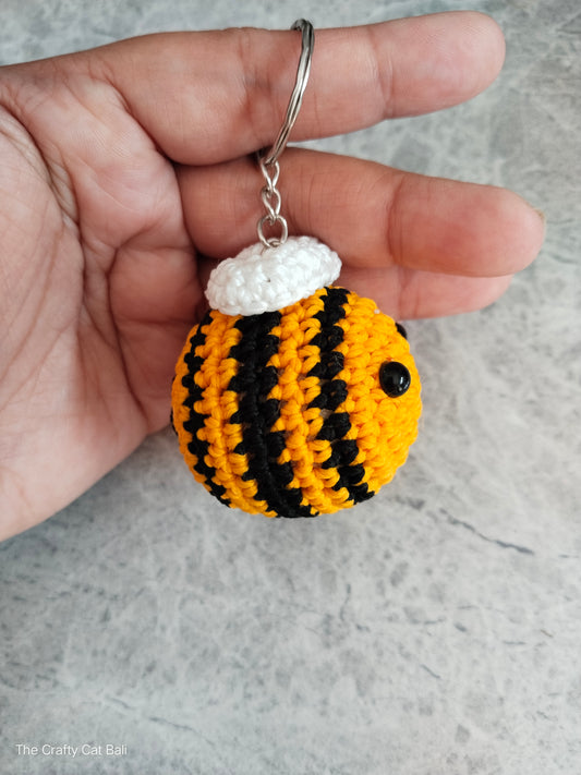 Little Bee Crocheted Keychain