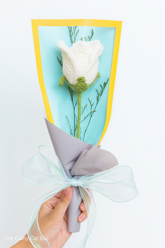 Single Stem of Crocheted Rose
